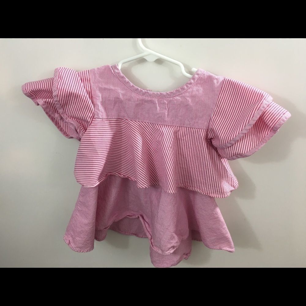 Cat and Jack 2T Top Pink and White Stripes
